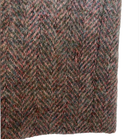 Vintage Ireland Wool Herringbone Pencil Skirt Paul Costelloe Double Back Pleat - Picture 11 of 12